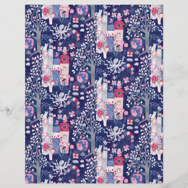 Zauberhafte Bücher Blue Scrapbook Paper (Vorderseite)