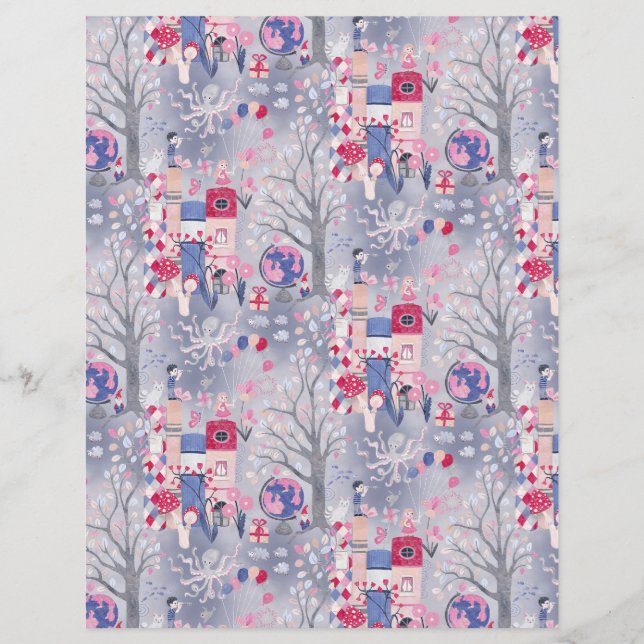 Zauberhafte Bücher Grau-Scrapbook-Papier (Vorderseite)