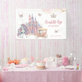 Zauberhafte Burg Einhorn Rosa Prinzessin 1. Geburt Banner