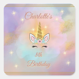 Zauberhafte Einhorn-Aufkleber | Gastgeschenk Quadratischer Aufkleber