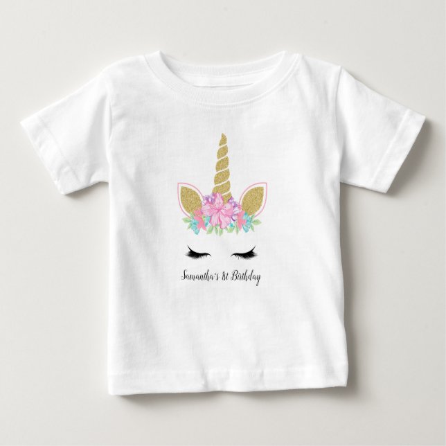 Zauberhafte Einhorn-Gesichtspflege Blumengestelle  Baby T-shirt (Vorderseite)