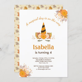 Zauberhafte Einhorn-Herbst Halloween-Party Einladung