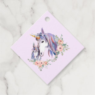 Zauberhafte Einhorn-Mama & Baby Watercolor Geschenkanhänger