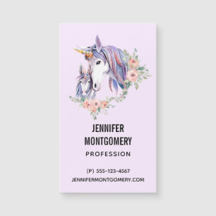 Zauberhafte Einhorn-Mama & Baby Watercolor Magnetkarte