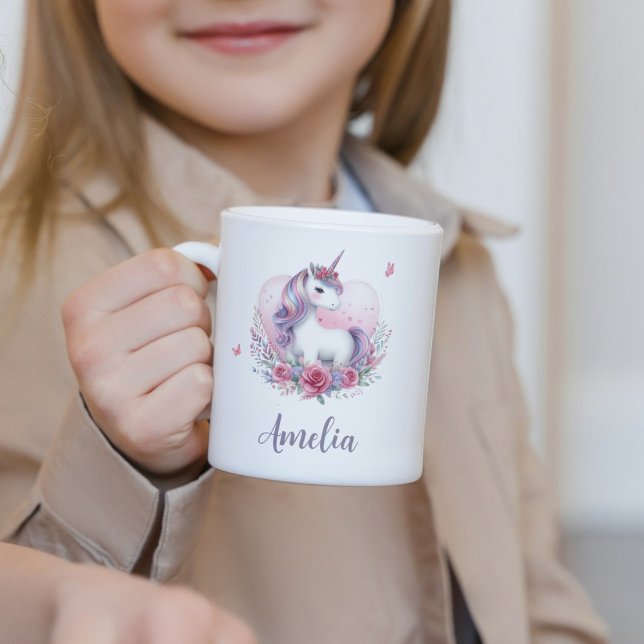 Zauberhafte Einhorn Wasserfarbe Rosa Name Kaffeetasse (Von Creator hochgeladen)