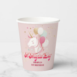 Zauberhafte Einhorn zum 1. Geburtstag Pappbecher