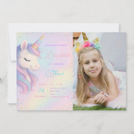 Zauberhafte Einhornbash zum Geburtstag mit Foto ei Einladung