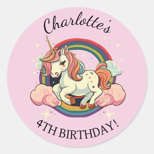 Zauberhafte Einhornkleber Runder Aufkleber (Vorderseite)