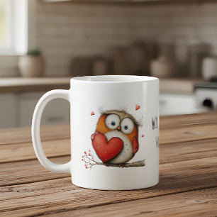 Zauberhafte Eule mit Herzen Wirst du mein Valentin Kaffeetasse
