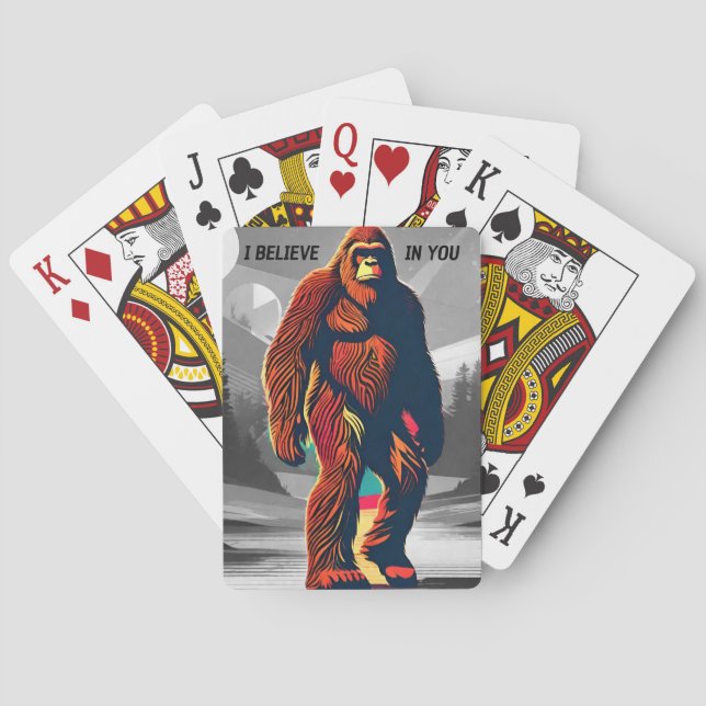 Zauberhafte farbenfrohe Bigfoot Zitat Black & Whit Spielkarten (Rückseite)