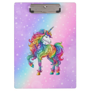 Zauberhafte farbenfrohe Einhorn Klemmbrett