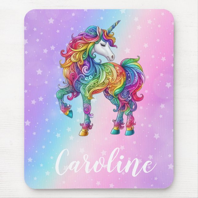 Zauberhafte farbenfrohe Einhorn Mousepad (Vorne)