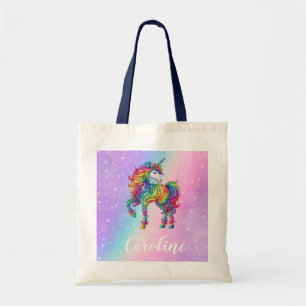 Zauberhafte farbenfrohe Einhorn Tragetasche