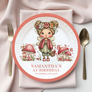 Zauberhafte Fee 2. Geburtstag Rosa Blumen Papier Pappteller