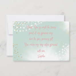 Zauberhafte Fee auf dem schwingenden Kindergeburts Dankeskarte