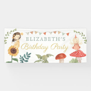 Zauberhafte Fee Birthday Mushroom Woodland Banner
