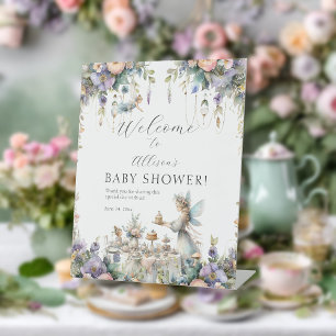 Zauberhafte Fee Tea Party Blumenbaby Girl Dusche Sockelschild