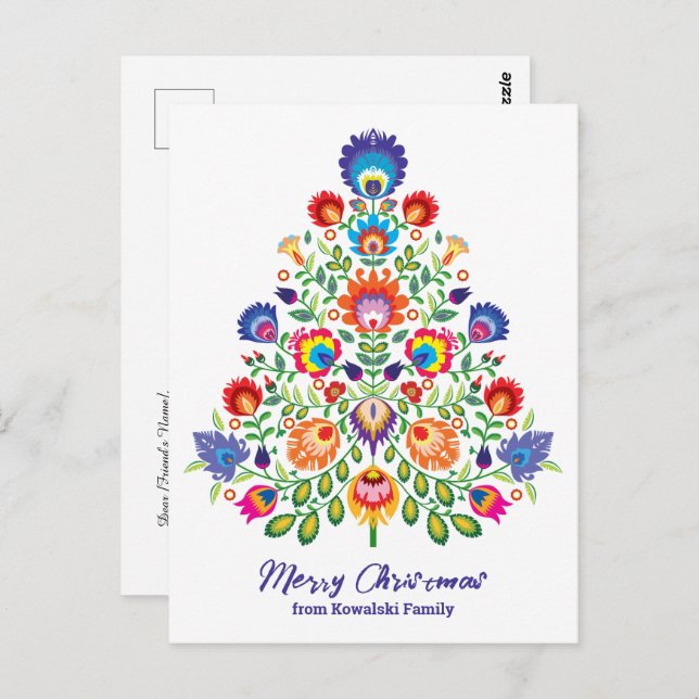 Zauberhafte Florals: Ein Yuletide-Tapisserie der F Postkarte (Vorne/Hinten)