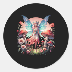 Zauberhafte Forest Fairy Fantasy Mystical Butterfl Runder Aufkleber