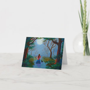 Zauberhafte Forest Girl Black Cat Creationarts Karte