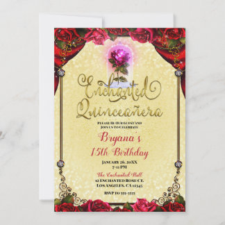 Zauberhafte glatte Rose Gelbe Quinceñera 15. Einladung