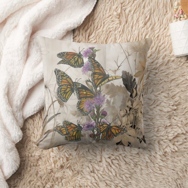 Zauberhafte handgemalte Monarchschmetterlinge Kissen (Decke)