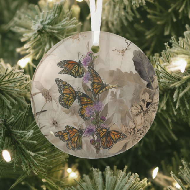 Zauberhafte handgemalte Monarchschmetterlinge Ornament Aus Glas (InSitu)