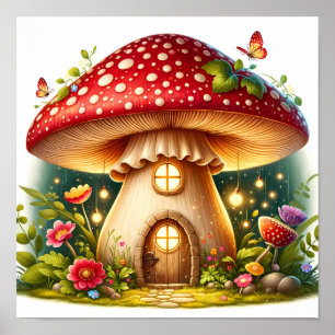 Zauberhafte Hütte des Mushroom House Poster