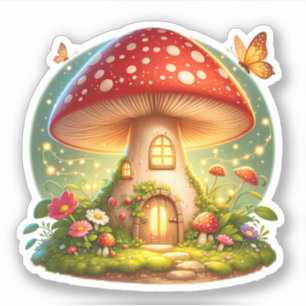 Zauberhafte Hütte Kids im Mushroom House Aufkleber