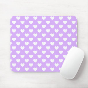 Zauberhafte Lavendel- und Weiße Herzmuster Mousepad