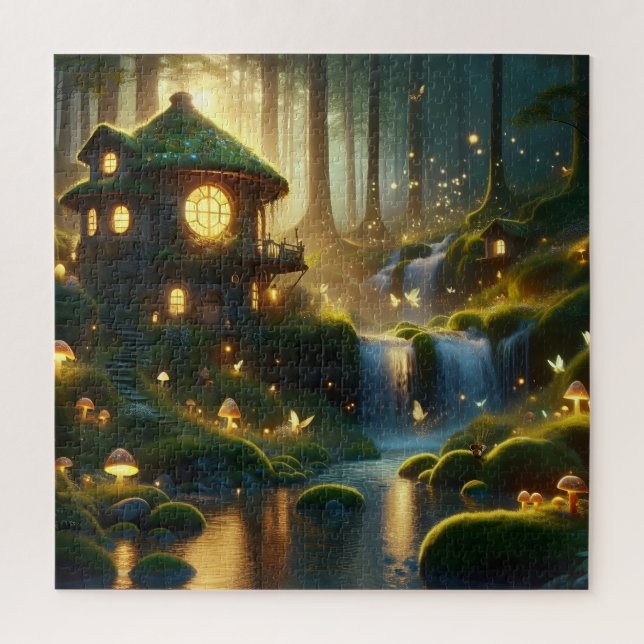 Zauberhafte Lichter und Wasserfall Träume Puzzle (Vertikal)