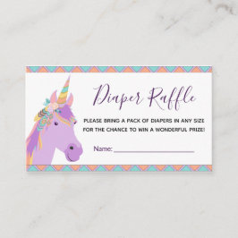 Zauberhafte Lila Einhorn Boho Diaper Raffle Ticket Begleitkarte