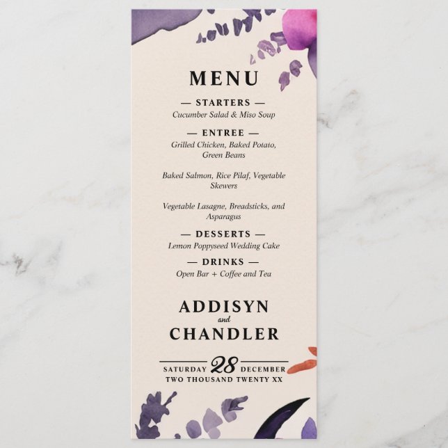 Zauberhafte Lila Hochzeit + Orangefarbenes Hallowe Programm (Vorderseite)