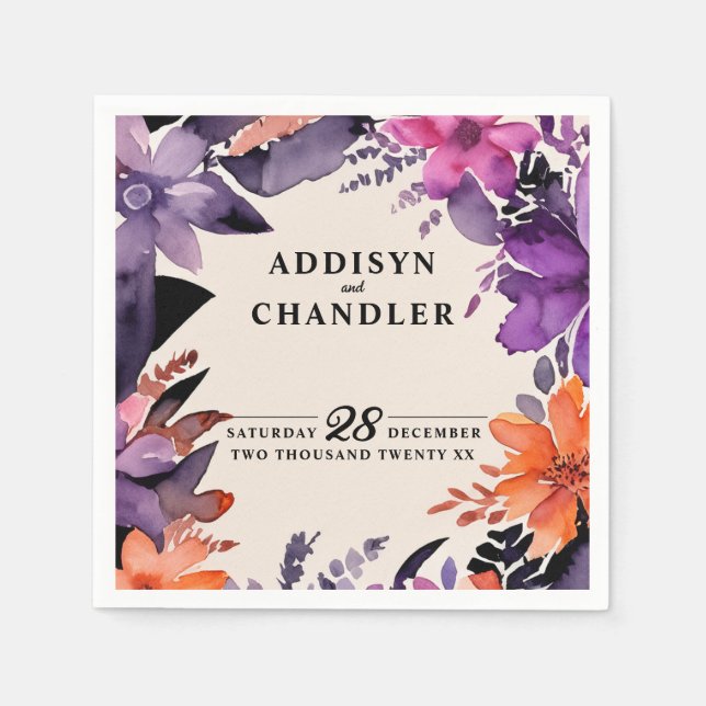 Zauberhafte Lila Hochzeit + Orangefarbenes Hallowe Serviette (Vorderseite)