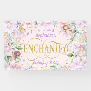 Zauberhafte, lila Rosa Blume Party Hintergrund Banner