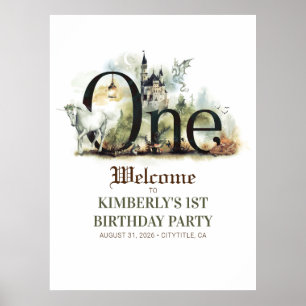 Zauberhafte Märchen 1. Geburtstag Begrüßungszeiche Poster