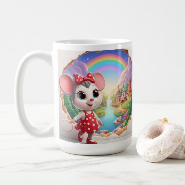 Zauberhafte Märchenmaus Kaffeetasse (Mit Donut)
