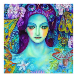 Zauberhafte Milchkönigin mit Schmetterlingen Fotodruck