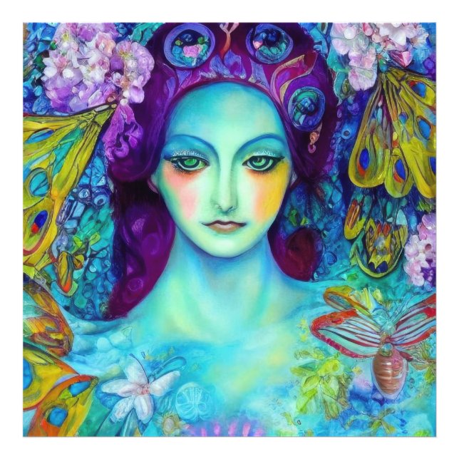 Zauberhafte Milchkönigin mit Schmetterlingen Fotodruck (Vorne)