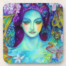 Zauberhafte Milchkönigin mit Schmetterlingen Getränkeuntersetzer