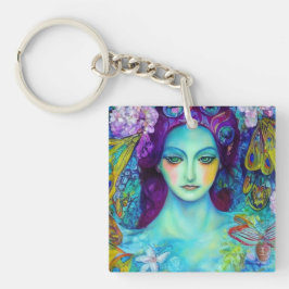 Zauberhafte Milchkönigin mit Schmetterlingen Schlüsselanhänger