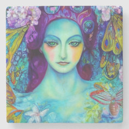 Zauberhafte Milchkönigin mit Schmetterlingen Steinuntersetzer