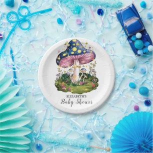 Zauberhafte Mushroom-Babydusche Pappteller