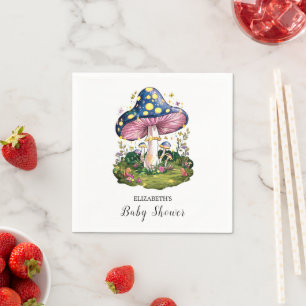 Zauberhafte Mushroom-Babydusche Serviette