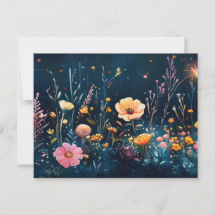 Zauberhafte Mushroom Forest Floor bei Nacht Postkarte