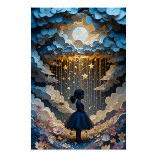 Zauberhafte Night Papercraft Szene Poster
