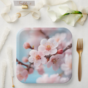 Zauberhafte Papierplatte Pink Blossom Pappteller