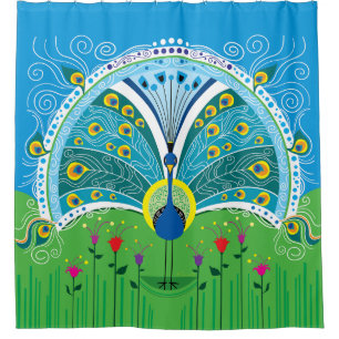 Zauberhafte Pfau-Symmetrie Duschvorhang
