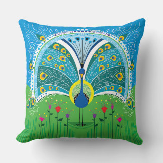 Zauberhafte Pfau-Symmetrie Kissen