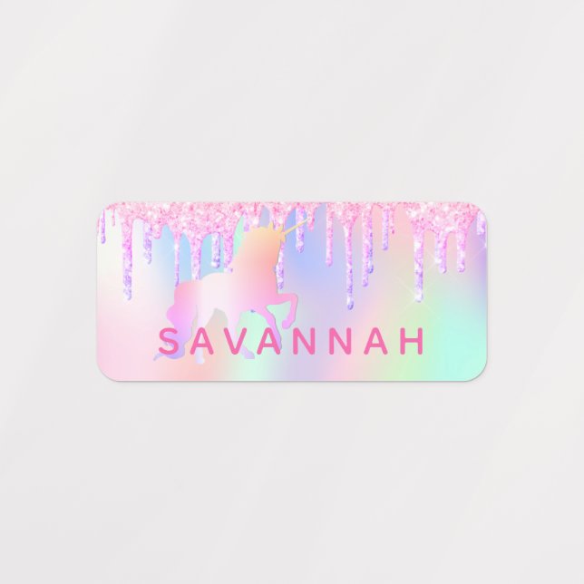 Zauberhafte Regenbogen-Glitzer, rosa Kleidung Etiketten (Design 1)